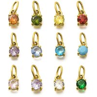 304 Stainless Steel Rhinestone Flat Round Charms, Mixed Colors