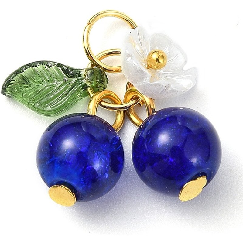 Blueberry Glass Pendants with Resin and Golden Jump Rings — Charms & Pendants