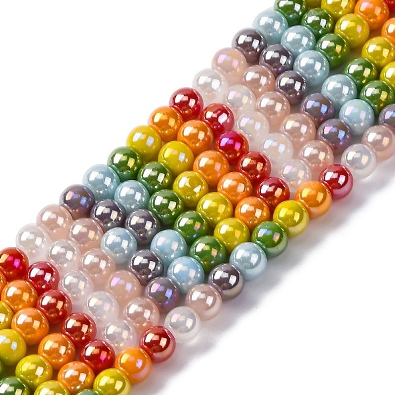 Electroplate Gradient Color Glass Beads Strands, Round, Mixed Colors — Jewelry Beads