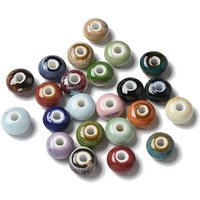 Perles en porcelaine faites à la main, rondelles, couleurs variées, 12x7mm — Perles à bijoux