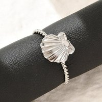 Bagues ouvertes ajustables en acier inoxydable 304 Shell pour femmes — Bijoux fantaisie