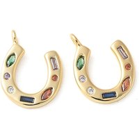 Charm en laiton micro pave zircon cubique coloré en fer à cheval — Breloques et pendentifs
