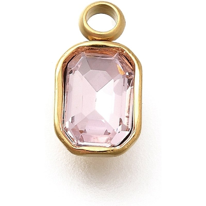 Pendentif Rectangulaire en Acier Inoxydable 304 avec Rhinestone, Pêche Clair — Breloques et pendentifs