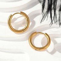 202 Stainless Steel Huggie Hoop Earrings, Golden, Hypoallergenic