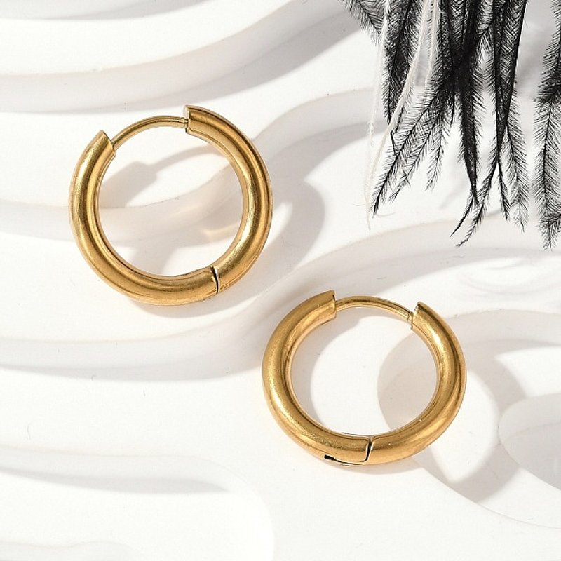 Boucles d'oreilles créoles Huggie en acier inoxydable 202, dorées, hypoallergéniques — Boucles d'oreilles créoles