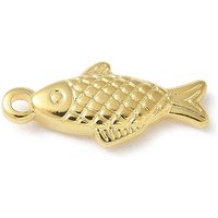 304 Stainless Steel Fish Charm Pendant with 18K Gold Plating