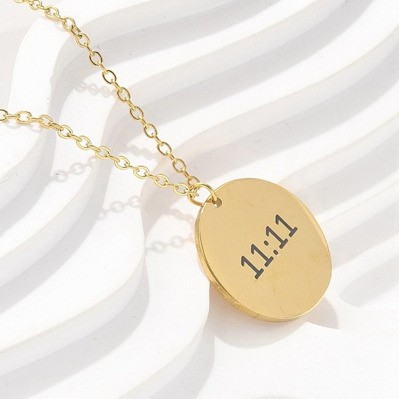 Collier Pendentif en Acier Inoxydable 304 Numéro 11:11, Plaqué Or 18K — Collier pendentif
