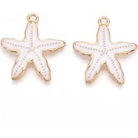 Starfish Charm Pendant, Golden and White, Cadmium, Nickel, Lead Free