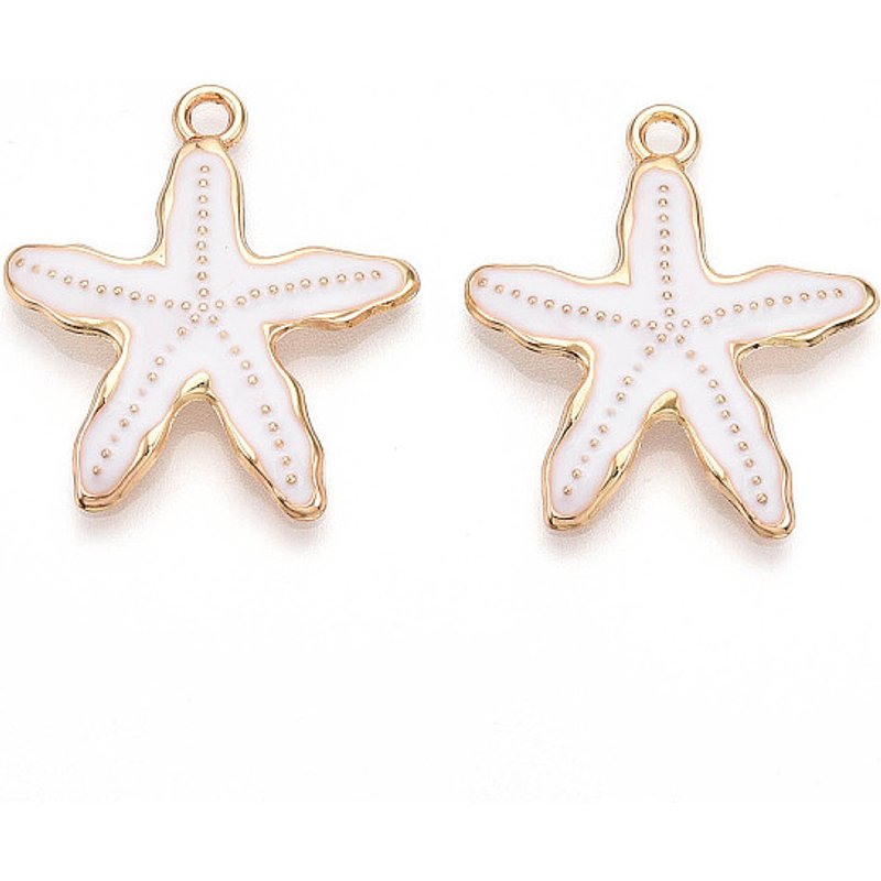 Starfish Charm Pendant, Golden and White, Cadmium, Nickel, Lead Free — Charms & Pendants