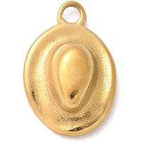 304 Stainless Steel Cowboy Hat Charm, 18K Gold Plated