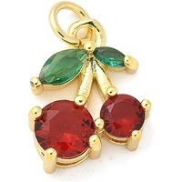 Brass Micro Pave Cubic Zirconia Cherry Pendant with Jump Ring