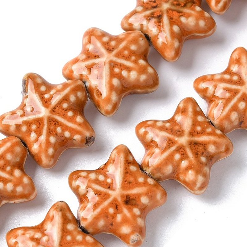 Ocean Series Handmade Porcelain Starfish Beads, 20pcs/strand — Jewelry Beads