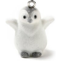 Flocky Penguin Resin Pendant with Platinum Iron Loop — Charms & Pendants