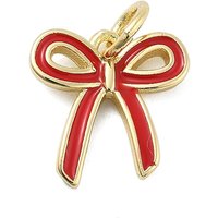 Brass Enamel Bowknot Charm with Jump Ring, 18K Gold Plated — Charms & Pendants