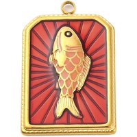 304 Stainless Steel Pendant with Fish Charm, 18K Gold Plated — Charms & Pendants