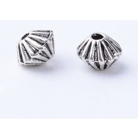 Perles Intercalaires Bicone en Alliage de Style Tibétain, Argent Antique, 5x4mm