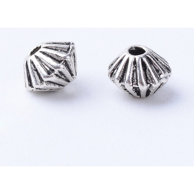 Perles Intercalaires Bicone en Alliage de Style Tibétain, Argent Antique, 5x4mm — Perles à bijoux