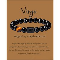 Bracelet Élastique en Oeil de Tigre et Agate Noire pour Vierge