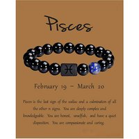 Bracelet Élastique en Lapis Lazuli et Agate Noire pour Poissons — Bracelet Femme