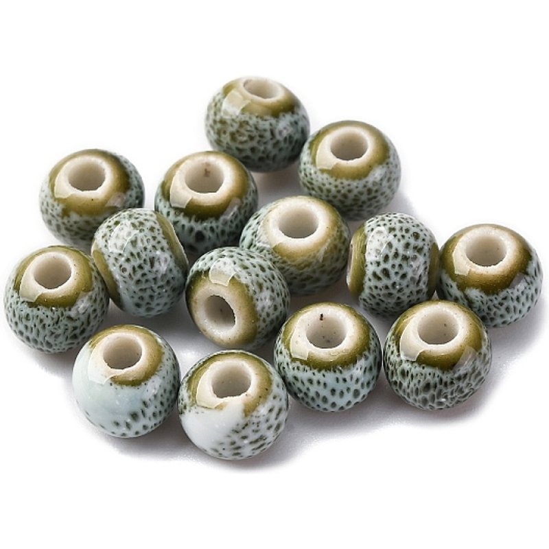 Handmade Porcelain Beads, Round, Azure, 6-7mm Diameter — Jewelry Beads