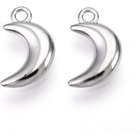 304 Stainless Steel Moon Charm, Anti-Tarnish, 10.5x6.5x2mm