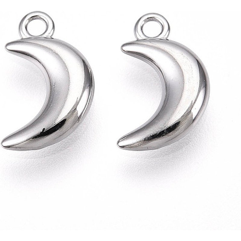 304 Stainless Steel Moon Charm, Anti-Tarnish, 10.5x6.5x2mm — Charms & Pendants