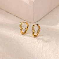 Boucles d'oreilles créoles en acier inoxydable 304 en forme de cœur, plaquées or 18K — Bijoux fantaisie