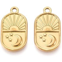 304 Stainless Steel Oval Pendant with Moon, Sun, and Star Charm — Charms & Pendants