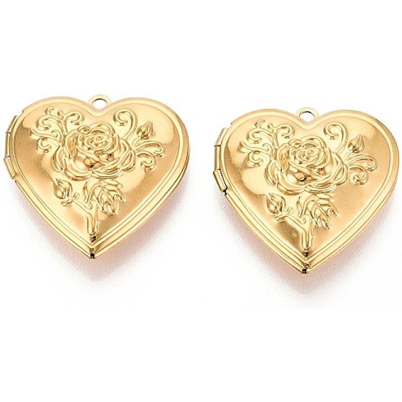 Pendentif en Acier Inoxydable 304 en Forme de Coeur avec Fleur — Breloques et pendentifs