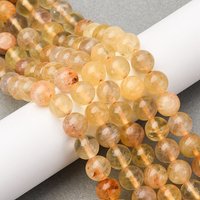 Brins de Perles de Fluorite Jaune Naturelle, Ronde 8.5mm, 15