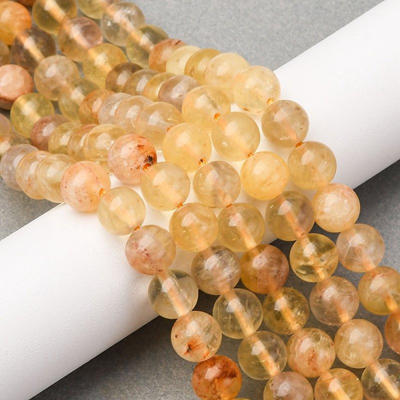 Brins de Perles de Fluorite Jaune Naturelle, Ronde 8.5mm, 15 — Perles à bijoux