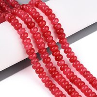 Brins de perles de jade blanc naturel teint, rondelle, rouge, 6-6.5mm — Perles à bijoux