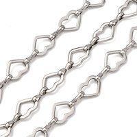 Chaînes en acier inoxydable 304 en forme de cœur, non soudées, 9.5x7.5x1mm — Chaînes, fils et cordons