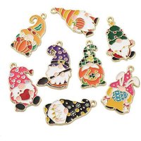 Alloy Enamel Gnome Charm Pendant, Cadmium, Nickel, and Lead Free