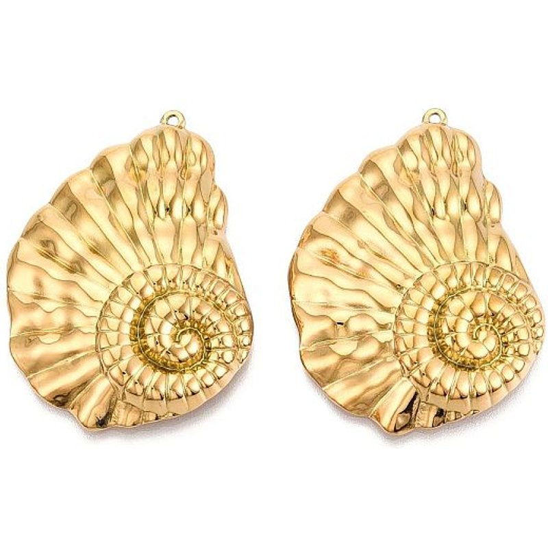 Pendentif Conque en Acier Inoxydable 304, Plaqué Or 18K — Breloques et pendentifs