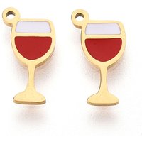Charm en Émail en Acier Inoxydable 304, Forme de Gobelet, Plaqué Or 14K — Breloques et pendentifs