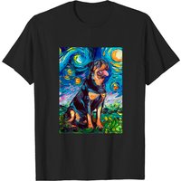 T-shirt pour hommes Rottweiler Night 2 en noir — T-shirts pour hommes