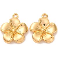 Charms en laiton, fleurs, plaqué or 18K, sans nickel — Breloques et pendentifs