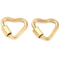 304 Stainless Steel Locking Carabiner with 18K Gold Plating — Jewelry Findings