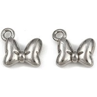 304 Stainless Steel Bowknot Charm, Anti-Tarnish, 11x12mm