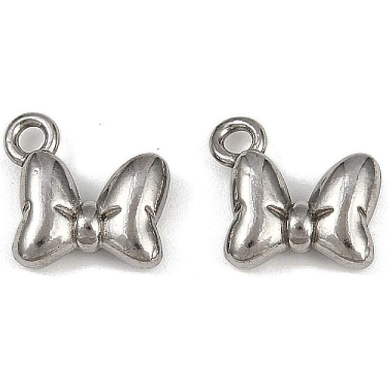 Charm en acier inoxydable 304, nœud papillon, anti-tarnish, 11x12mm — Breloques et pendentifs