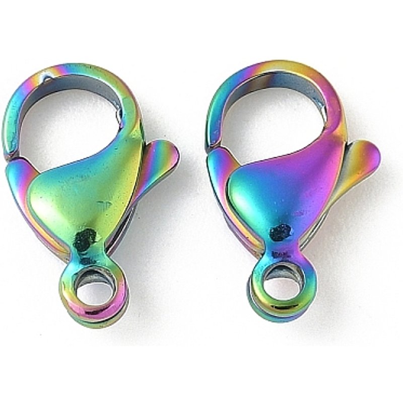 Agrafes de homard en acier inoxydable 304, couleur arc-en-ciel, 12x8x3.5mm — Accessoires pour bijoux