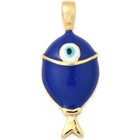 Brass Enamel Fish Pendant with Evil Eye Charm, 18K Gold Plated — Charms & Pendants