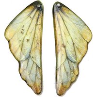 2Pcs Pendentifs en Résine Époxy Jaune en Forme d'Aile avec Feuille d'Or — Breloques et pendentifs