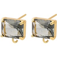 Brass Rectangle Stud Earring Findings with Glass Beads — Jewelry Findings