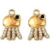 304 Stainless Steel Octopus Charm with Cubic Zirconia