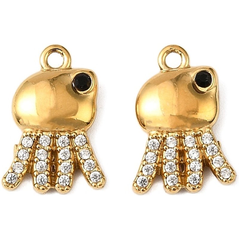 Charm en Acier Inoxydable 304 en Forme de Pieuvre avec Zircon Cubique — Breloques et pendentifs