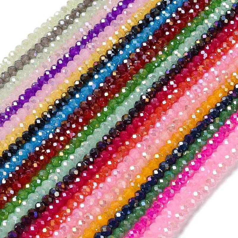 Fil de perles en verre électroplaqué Baking, couleur AB, facettées, couleurs mélangées — Perles à bijoux