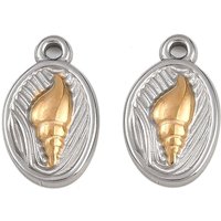 304 Stainless Steel Oval Pendant with Conch Charm — Charms & Pendants