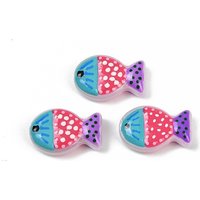 Handmade Lampwork Fish Beads with Enamel in Crimson — Jewelry Beads